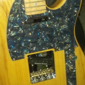 2013 07 13 14 10 18 522  Fender Tele, modded with Abalone pick guard and control plate and Q-Parts knobs.