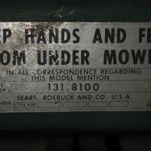 Sears Mower Label