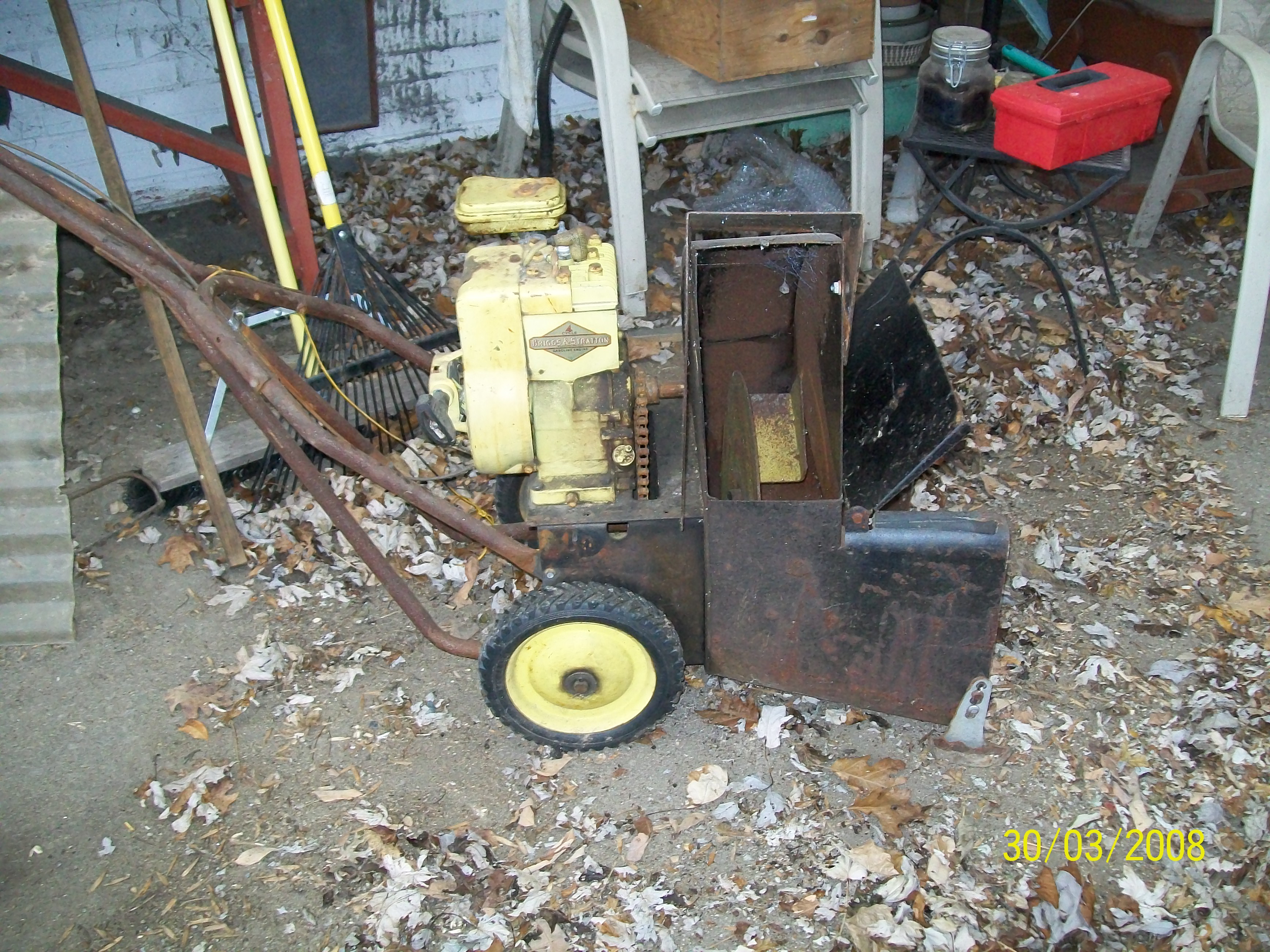 Antique 3 hp Power Equip "snow thrower 1 of 2 pics .JPG