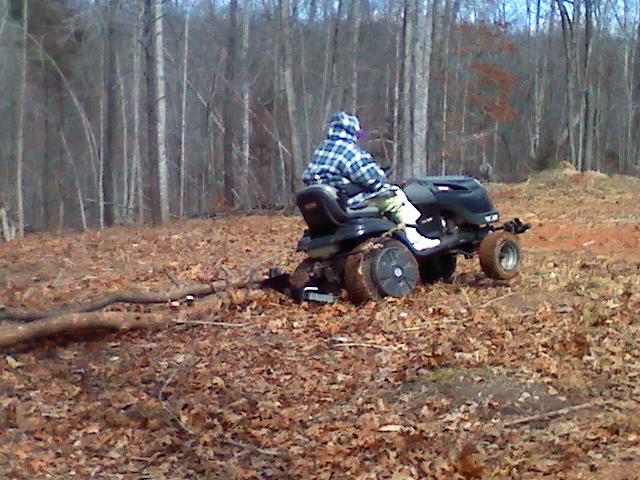 Dragging the Logs out (11)Going through a hole lifted the front wheel.