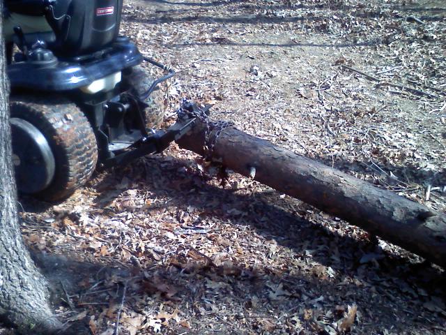 Dragging the Logs out. Lifts the logs end up for pulling.