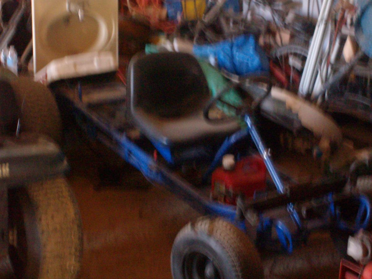 Go cart made out of lawn tractor and some tubing looking for a motor.